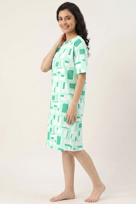 Zivame 2 Mile Fashion Knit Cotton Loungewear Dress - Brook Green — image 3